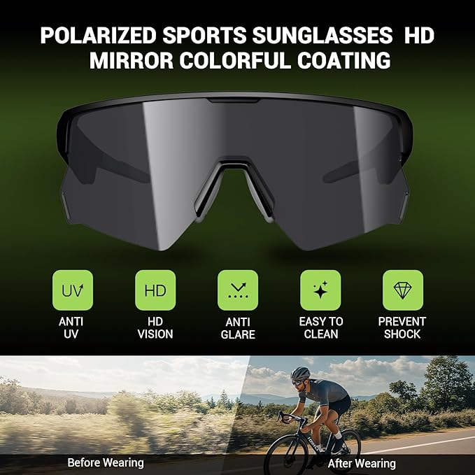 Blackview Buletooth Sunglasses, UV400Protection, Bult in Mic & Speakers, Voice Assistant Compatible, 5.4 Bluetooth, Polarized Lens for Outdoor Activities