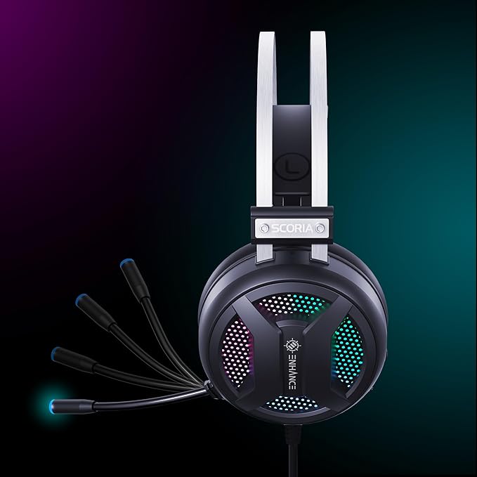 ENHANCE Scoria 2 Wired Gaming Headset - Gaming Headphones with 7.1 Surround Sound, Soft Memory Foam Earpads, Fast Access Controls - Headset with Mic Compatible with PlayStation, PC, Laptop