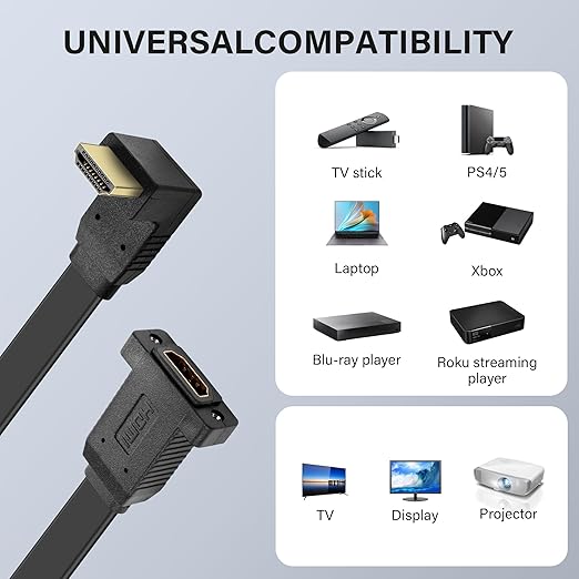 GINTOOYUN 20inch 4K HDMI Extension Cable (M/F) - Black - Supports 4K@60Hz, 3D, ARC - Compatible with Roku TV, PS5, Blu-ray, PC Monitor, Projector
