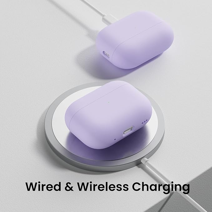 ORNARTO Compatible with AirPods Pro 2 Case 2022, Full Protective Hybrid Silicone for AirPods Pro 2nd Generation Case, Front LED Visible Skin Cover-Pastel Lilac