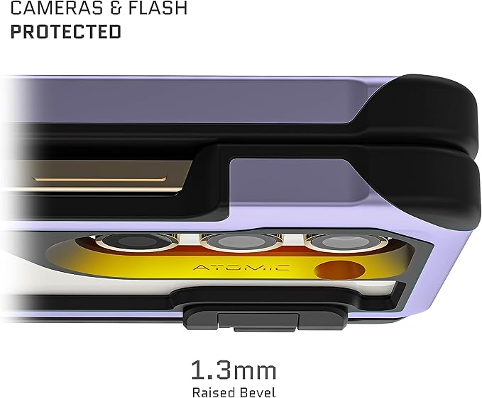 Ghostek ATOMIC slim Samsung Galaxy Fold 5 Case Crystal Clear Back with Aluminum Metal Bumper Premium Rugged Tough Heavy Duty Shockproof Protection Phone Cover Designed for 2023 Z Fold5 (7.6") (Purple)