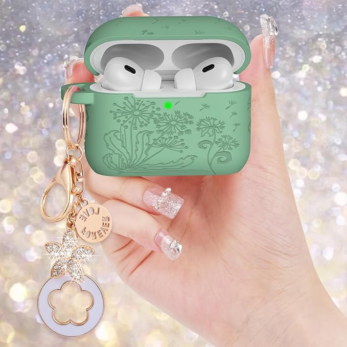 Case for Airpods Pro 1st 2nd Generation - VISOOM Airpods Pro 1/2 Cases Cover Women Silicone iPod Pro 2 Earbuds Wireless Charging Case Girl Bling Keychain for Apple Airpod Gen Pro 2