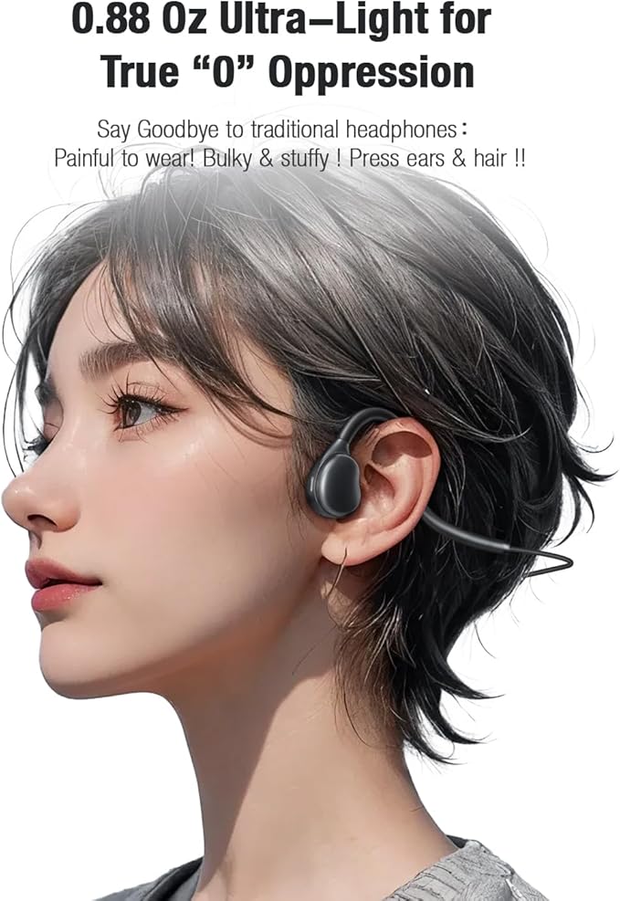 USB C Wired Headphones,Open Ear Headphones with Mic Air Conduction Wired Earbuds with Premium Sound Headset Perfect for with New iPhone 15 & 16, Samsung & Android Type C Phones- Black