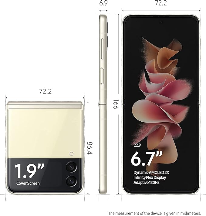 Samsung Galaxy Z Flip 3 5G, US Version, 128GB, Cream - AT&T (Renewed)