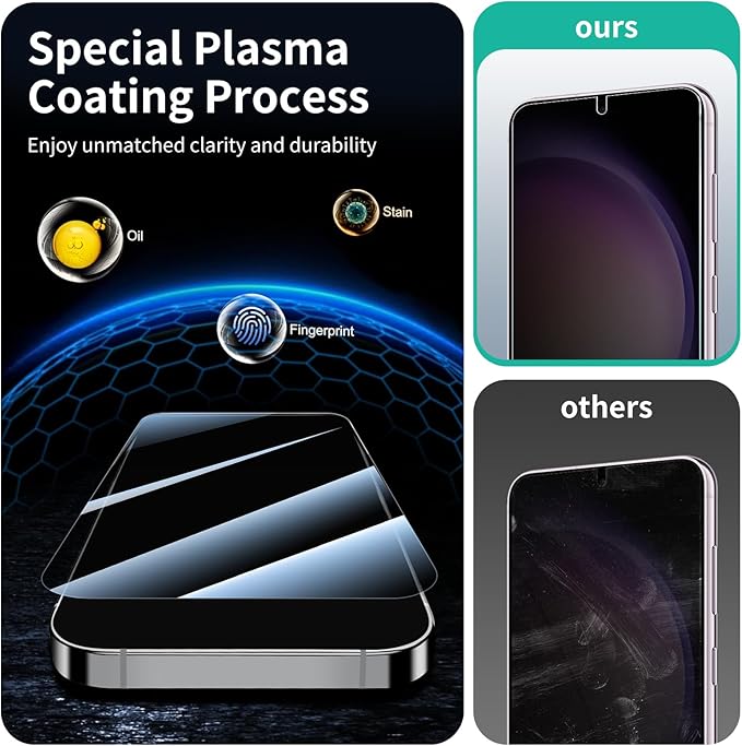 3*Privacy Screen Protector for Samsung Galaxy S22/S23 with a Installation Alignment Aid, Anti-Spy Tempered Glass Film, Dark Private Black Protection, [Shatterproof][ Shockproof]
