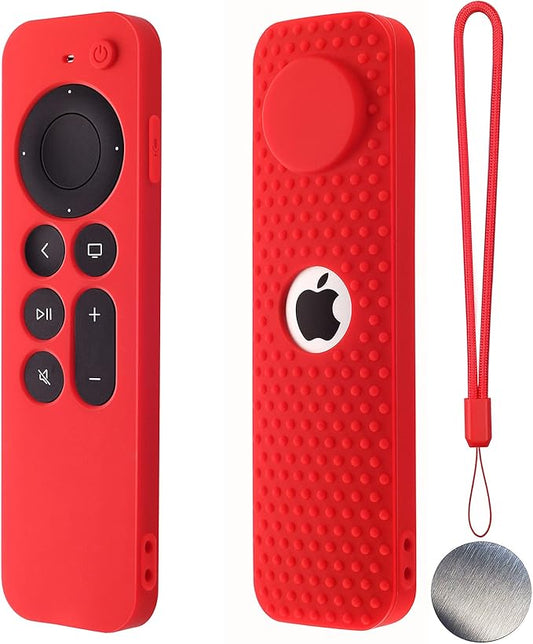 Hi Color Silicone Remote Case for Apple TV 4K 2nd Gen 2021 Siri Remote Anti-Slip Durable Silicone Cover Magnetic Protective Sleeve Shockproof Remote Case (Red)