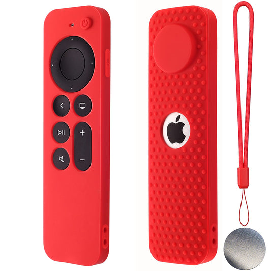 Hi Color Silicone Remote Case for Apple TV 4K 2nd Gen 2021 Siri Remote Anti-Slip Durable Silicone Cover Magnetic Protective Sleeve Shockproof Remote Case (Red)