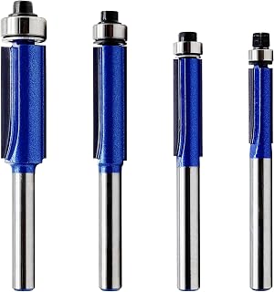 LU&MN Flush Trim Router Bit Set, Top-Bearing, 1/4" Shank, 4 PCS - Image 1