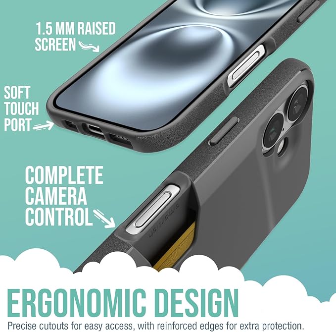 Smartish iPhone 16 Wallet Case + 2-Pack Tempered Glass Screen Protector Bundle - Wallet Slayer + Tuff Sheet - Protective Case Wallet with Crystal Clear Screen Protection - Black