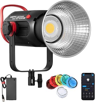 AMBITFUL EF200 Aurora 200W COB LED Video Light, 5600K Daylight Fill Light, CRI 95+/TLCI 97+, 6 FX Effects, Wireless App Control, Quiet Mode, Professional Photography Lighting for Studio Light