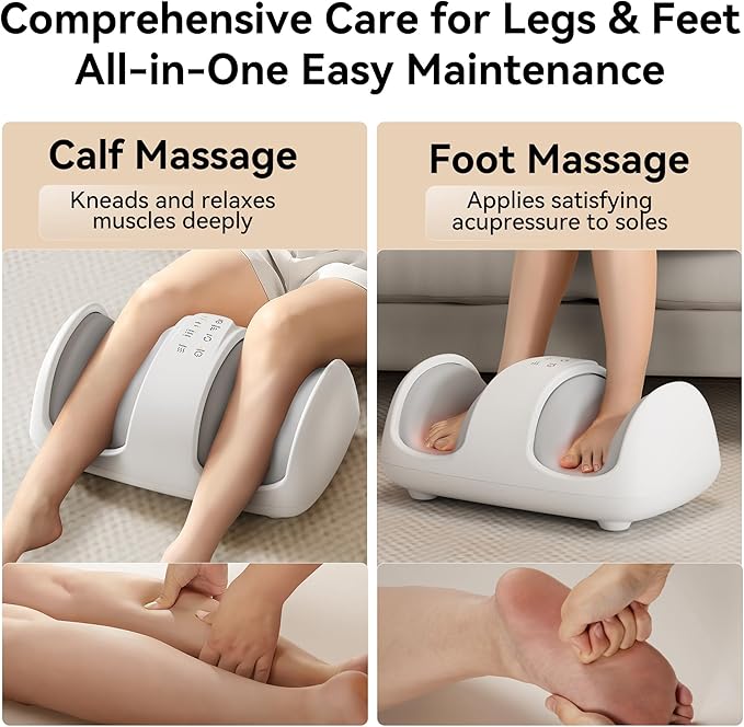 Foot and Calf Massager with Heat, Cloud Foot Massager for Neuropathy, Plantar Fasciitis and Circulation, Shiatsu Foot Massager Machine with Massage Roller for Pain Relief, Gifts for Women/Men