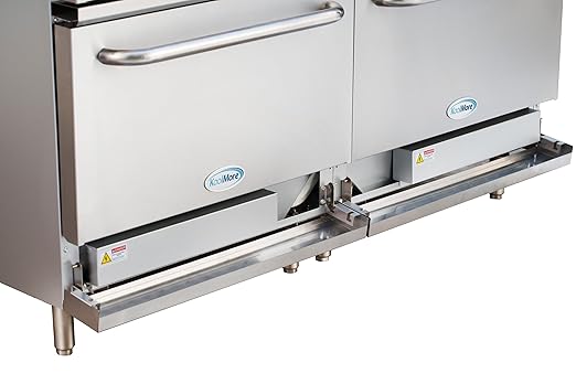 KoolMore KM-CR60-E 60 in. Commercial Range with 10 Burners and 2 Standard Electric Ovens in Stainless Steel-208V 3-Phase, CSA Listed, Solid Black