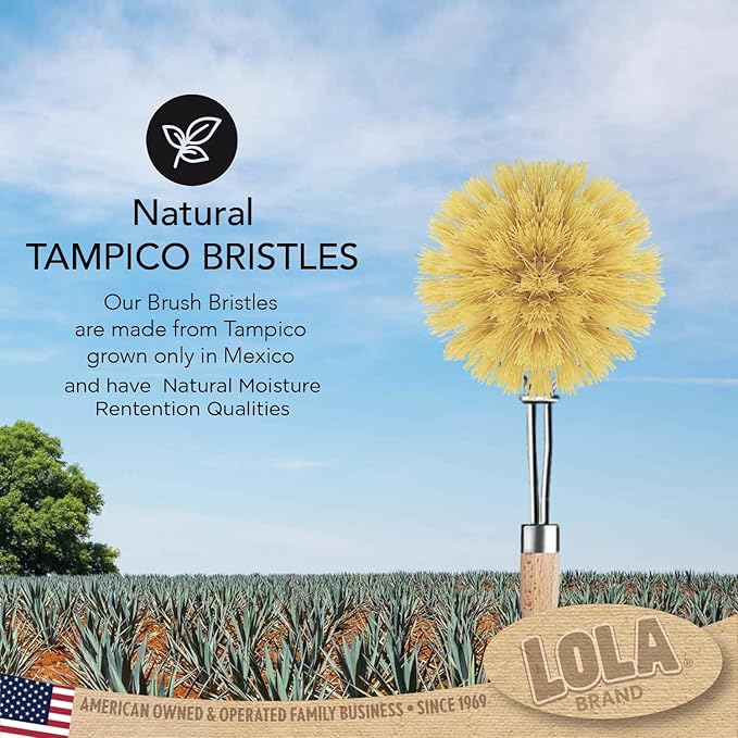LOLA -The Original - Tampico Vegetable & Dish Brush, Sustainable Wood Ergonomic Handle w/Tampico Fiber Bristles, Made in Germany, 1 Pack