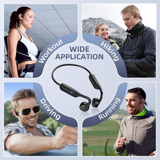 Bone Conduction Headphones Bluetooth 6.0 Open Ear Headphones Wireless Headphones with Mic 10H Playtime Sports Earphones, IPX6 Waterproof Headset for Running,Cycling, Hiking, Driving