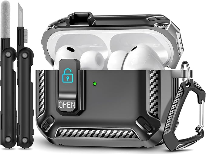 for AirPods Pro 3 Case (2025 New), Secure Lock Cases Cover with Cleaning Kit & Keychain Compatible with Airpods Pro 3rd Generation Case for Men Women, Powerful Drop Protection