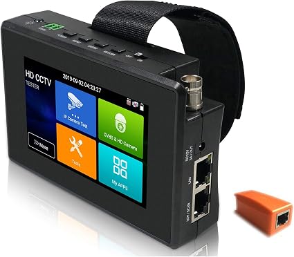 EVERSECU 5 in 1 CCTV Tester Support Up to 4K IP Camera & 720P/1080P/3mp/4mp/5 Megapixel AHD, TVI, CVI & CVBS Analog Camera, 4" Touch Screen Security Video Monitor, POE Out, IP Scan, UTP Cable Test