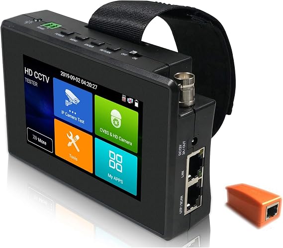 EVERSECU 5 in 1 CCTV Tester Support Up to 4K IP Camera & 720P/1080P/3mp/4mp/5 Megapixel AHD, TVI, CVI & CVBS Analog Camera, 4" Touch Screen Security Video Monitor, POE Out, IP Scan, UTP Cable Test