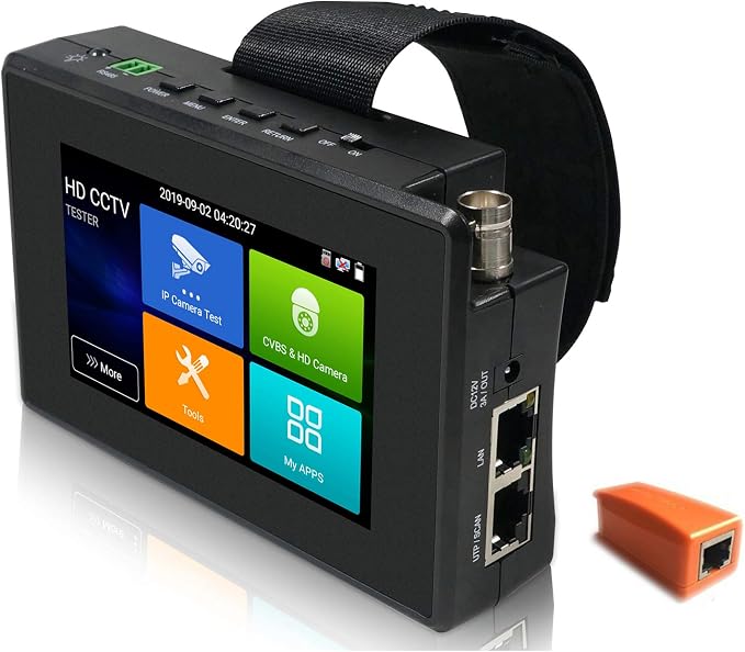 EVERSECU 5 in 1 CCTV Tester Support Up to 4K IP Camera & 720P/1080P/3mp/4mp/5 Megapixel AHD, TVI, CVI & CVBS Analog Camera, 4" Touch Screen Security Video Monitor, POE Out, IP Scan, UTP Cable Test