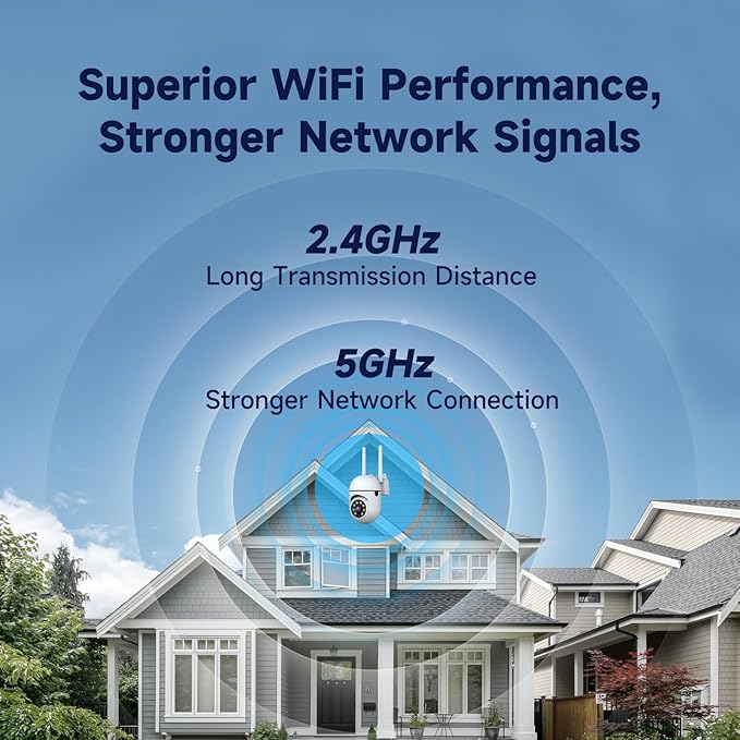 1080P Security Camera Wired, Baby Monitor with 360° Pan/Tilt, 2-Way Audio, Color Night Vision, AI Detection, SD/Cloud Storage, 2.4G/5GHz WiFi Home Surveillance Cam, Compatible with Alexa
