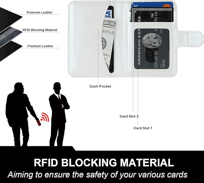 Bocasal for MagSafe Wallet Magnetic Card Holder, RFID Blocking Leather Card Slots for iPhone 17/16/15/14/13/12 Pro/Max/Plus/Air, Adjustable Kickstand Flip Mag Safe Wallet (White)