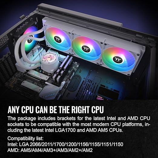Thermaltake TH420 V2 Ultra ARGB Sync/AlO Liquid Cooler/ARGB Fan 140 * 3/PWM 500~1800rpm/Water Block 2.1" LCD/White, CL-W407-PL14SW-A