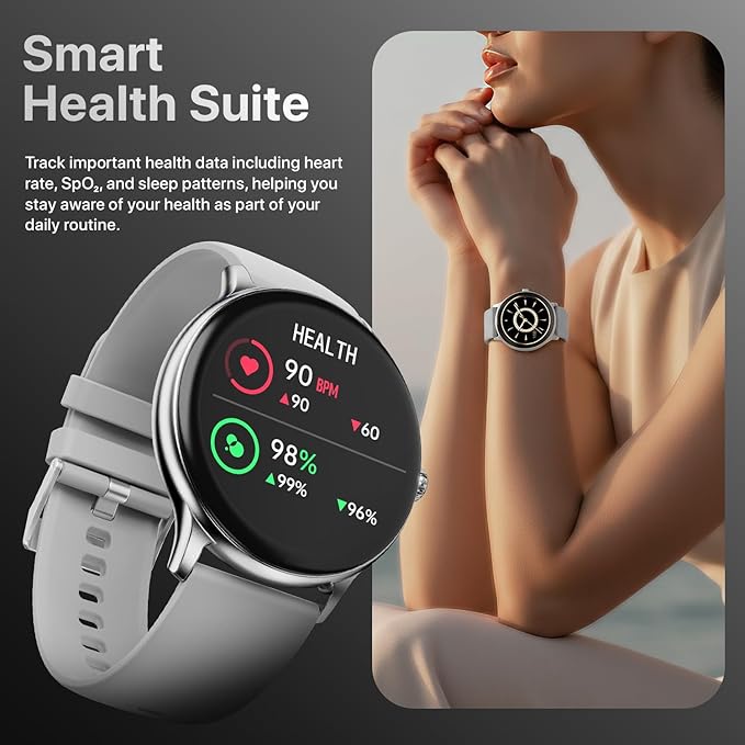 Fire-Boltt Phoenix Pro 35.3mm (1.39 inch) Bluetooth Calling Smart Watch, AI Voice Assistant, Metal Body with 120+ Sports Modes, SpO2, Heart Rate Monitoring. (Silver Grey)