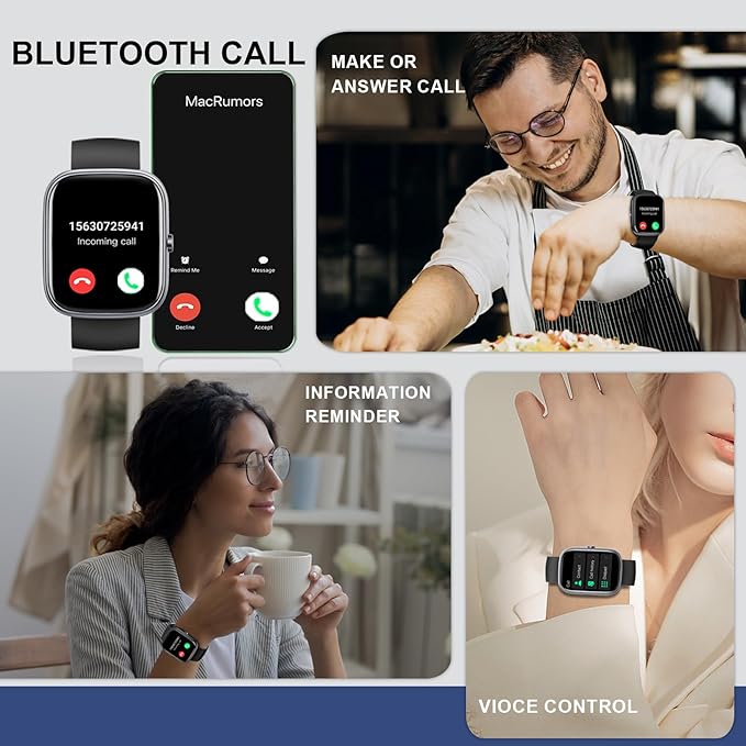 Smart Watch for Men Women, 1.91"Smartwatch with Answer/Make Call, Fitness Tracker with 100+ Sport Modes, Watches IP68 Waterproof/Heart Rate/Sleep Monitor/Pedometer, Activity Tracker for Android iOS