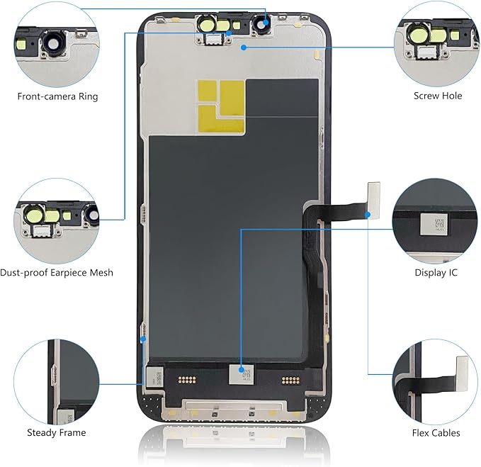 for iPhone 13 Pro Screen Replacement 6.1 Inch, 3D Touch LCD Screen Digitizer for A2483, A2636, A2638, A2639, A2640 with Repair Tools Kit+Screen Protector+Waterproof Frame Adhesive