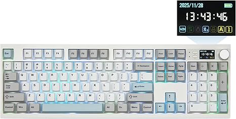 EPOMAKER QK108 Full Size Mechanical Keyboard with Screen & Knob, 8000mAh