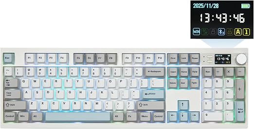 EPOMAKER QK108 Full Size Mechanical Keyboard with Screen & Knob, 8000mAh