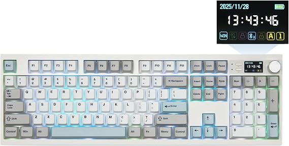EPOMAKER QK108 Full Size Mechanical Keyboard with Screen & Knob, 8000mAh