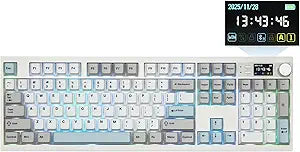 EPOMAKER QK108 Full Size Mechanical Keyboard with Screen & Knob, 8000mAh