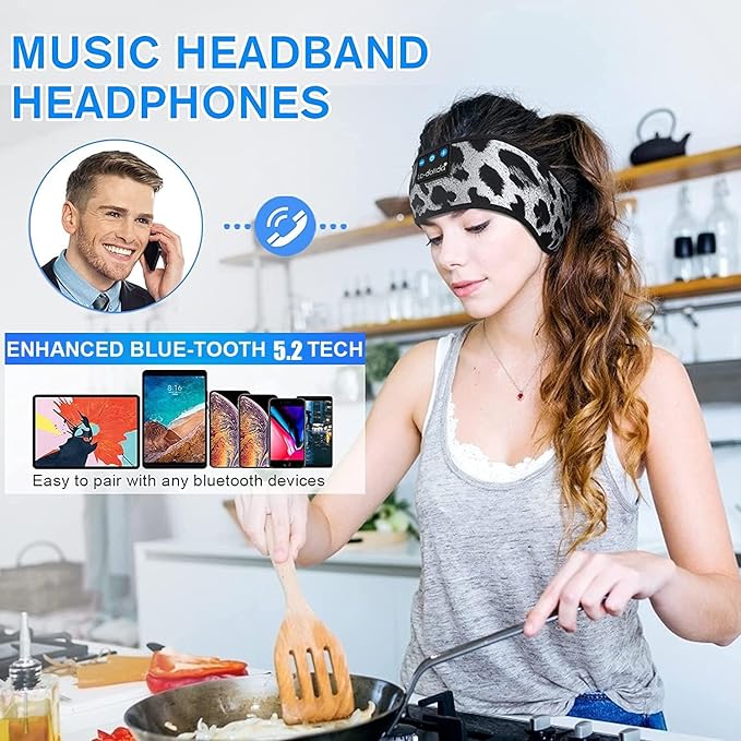LC-dolida Sleep Headphones Bluetooth, Headband Headphones Earphones Wireless, Sleep Mask for Sleeping, Sports, Gifts, Workout, Jogging, Yoga,Insomnia, Air Travel, Meditation
