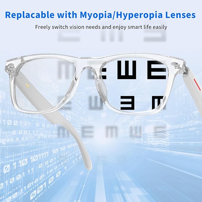Smart Bluetooth Glasses with AI Voice Assistant – Lightweight, 8-Hour Battery Life, Auto Pairing, Touch Control & Stereo Sound for Calls & Music, Unisex Design