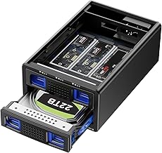 CENMATE Hybrid 2.5/3.5" SATA HDD/SSD+3* M / B+M Key M.2 NVMe Enclosure with Cooling Fan and USB A/C 3.2 Gen 2 (10Gbps), Hard Drive Enclosure Support 22TB HDD+3*8TB 2230/2242/2260/2280/22110 SSDs - Image 1