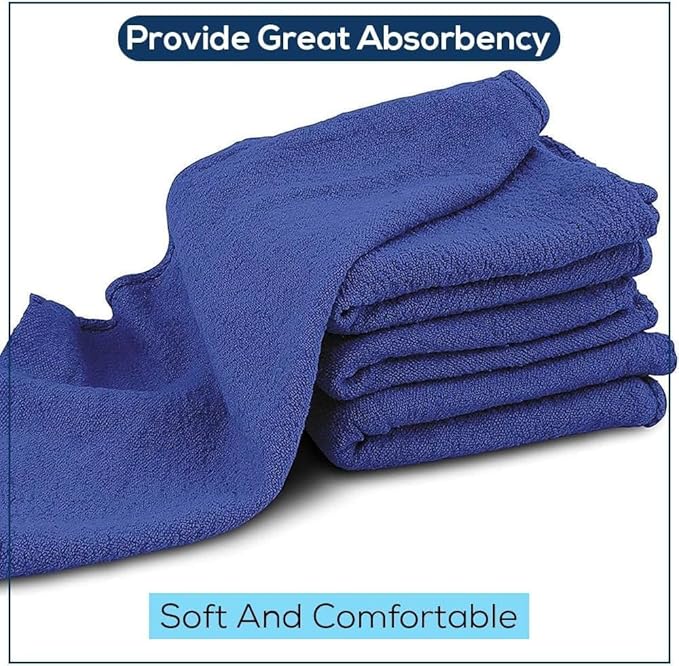 SIMPLI-MAGIC Cotton Shop Towels 14"x12" (150 Pack) – Reusable Cleaning Shop Rags for Automobiles, Industries, Garage and Homes (Blue)
