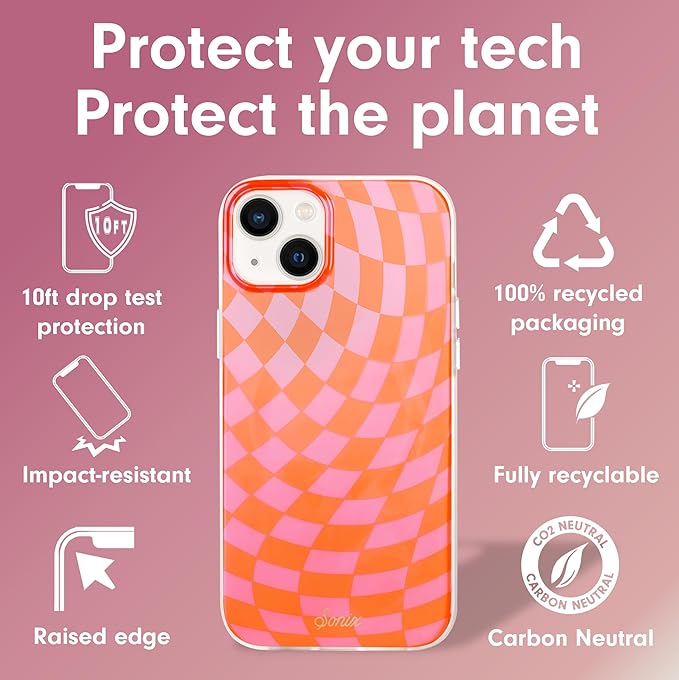 Sonix Case for iPhone 15, 14, 13 | Compatible with MagSafe | 10ft Drop Tested | Checkered | Checkmate Pink