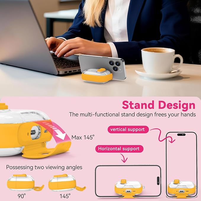 for Airpods Pro 3 Case 2025, Anti-Yellowing Clear Case for Airpods Pro 3 with Secure Lock & Phone Stand, Soft TPU Drop Protection Cover with Cleaning Kit (Yellow)