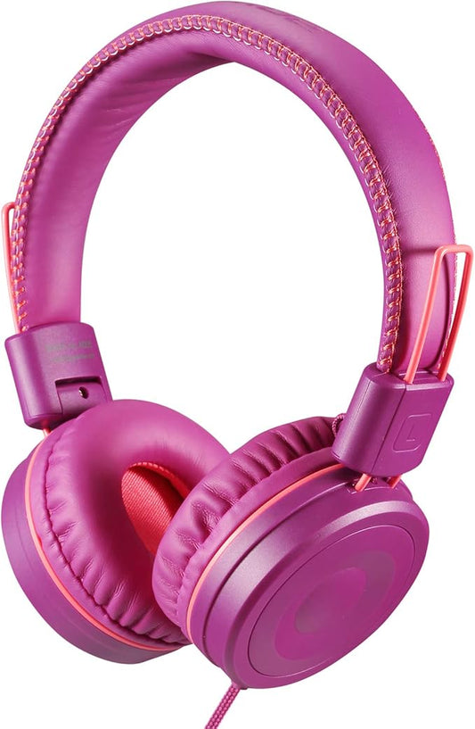 M1 Kids Headphones Wired Headphone for Kids,Foldable Adjustable Stereo Tangle-Free,3.5MM Jack Wire Cord On-Ear Headphone for Children (Purple)