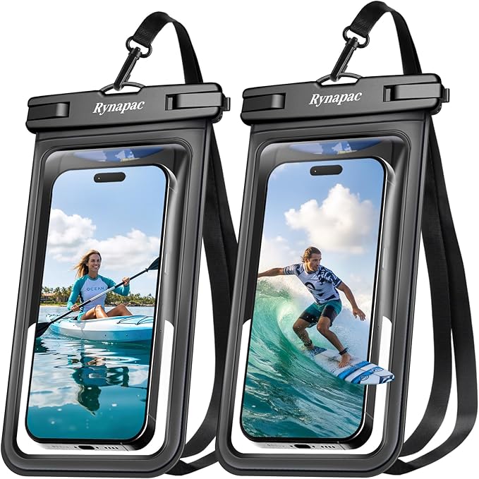 Waterproof Phone Pouch - 2 Pack, IPX8 Waterproof Phone Case with Lanyard for iPhone 17 16 15 Pro Max, Cell Phone Dry Bag for Beach Vacation Travel Cruise Essentials, Touch Screen, Up to 8.5"