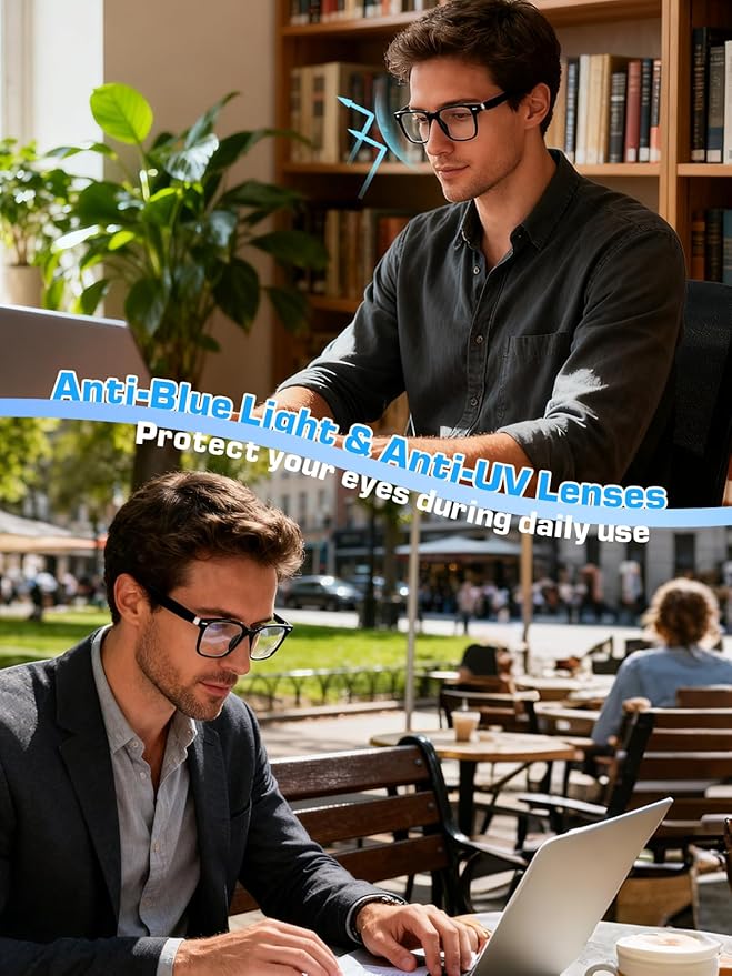 Smart Glasses for Men & Women, AI Smart Glasses with Translation Open-Ear Speaker Blue Light Blocking Glasses Lenses Hands-Free Calls Music for Driving, Travel, Work