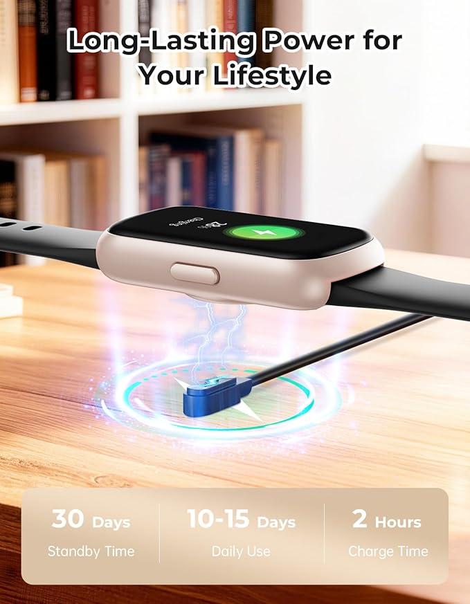 Fitness Tracker with 24/7 Heart Rate Monitor, Sleep Tracker - 3 ATM Waterproof Fitness Watch Calorie Step Counter Smart Watch Includes 3 Sport Bands for Android iOS Women Men, Mystic Rose/Black