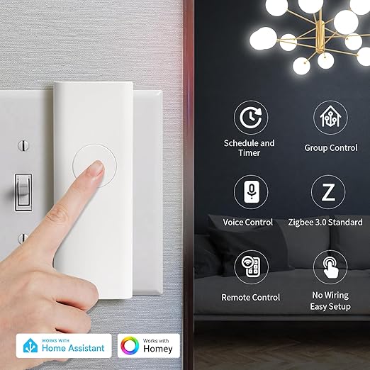 THIRDREALITY Zigbee Smart Switch,Toggle/Rocker,No Wiring Needed.Hub Required, Compatible with Echo Devices with Zigbee Hub Built-in,Home Assistant,Hubitat,SmartThings,Homey