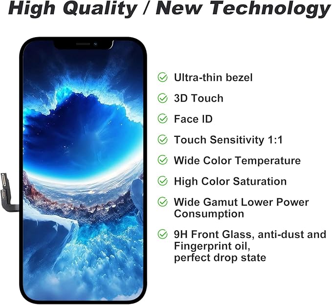 DIGI4U LCD for iPhone 12/12 Pro Screen Replacement, 6.1''[3D Touch][Small Notch] Screen for iPhone 12/12 Pro Display Digitizer Assembly, with Repair Tools for iPhone 12/12 Pro LCD
