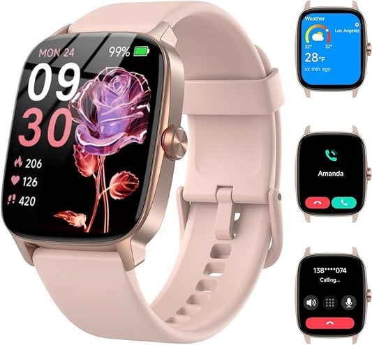 Smart Watches for Women Men with Bluetooth Call & AI Voice, 1.85" HD Fitness Tracker with Heart Rate SpO2 Sleep Monitor, 100+ Sports Modes,Mini Games, IP68 Waterproof Smartwatch for Android iOS Phones