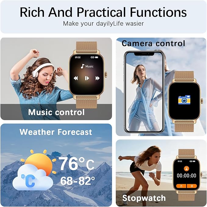 Smart Watch for Women Men Fitness: Make Answer Call Digital Mens Watches Waterproof Running Smartwatch for Android Phone iPhone Samsung Compatible Heart Rate Monitor SpO2 Pedometer Step Tracker