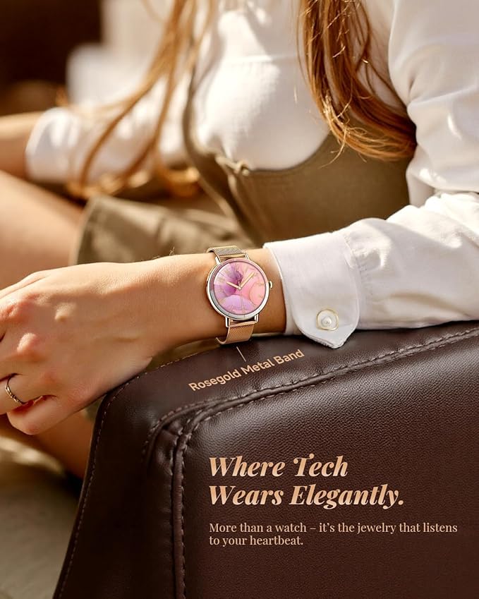 TOOBUR Smart Watch for Women with Two Bands, 40mm HD Smartwatch, Compatible with Android & iOS, Answer/Make Calls, Fitness Watch with Step/Sleep/HR Tracker, IP68, Stylish Gift, Rose Gold