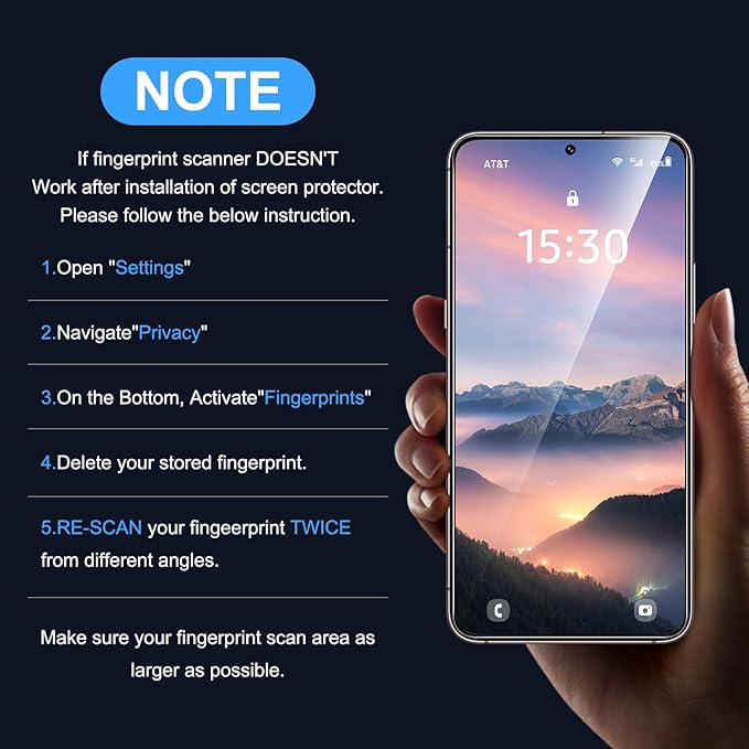 Uyiton UnBreak-Glass for Samsung Galaxy S22 Screen Protector, [Ultrasonic Fingerprint Support][Auto-Alignment Frame] Scratch-Resistant Bubble-Free S22 Screen Protector(, 2 Pack