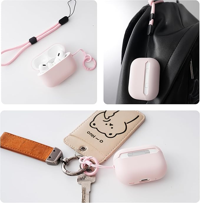Liquid Silicone Case for AirPods Pro 2(2023/2022), Triple Layer Hybrid Protective Hard Case Shockproof Cover Compatible with AirPods Pro 2nd Generation (Pink)
