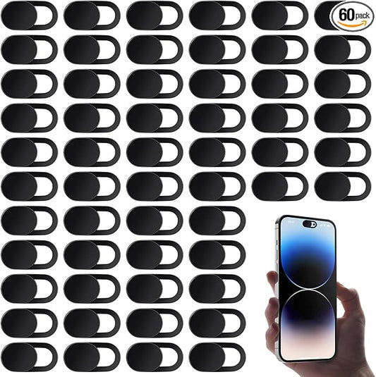 60 Pcs Computer Camera Cover,Ultra Thin Laptop Camera Cover, Strong Adhensive Webcam Covers Slide Slide, Phone Cameras Covers, Black ABS Material, Protect Privacy & Security
